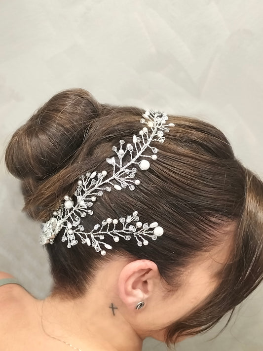 2334 FR- Pettinino da sposa in cristalli e perle