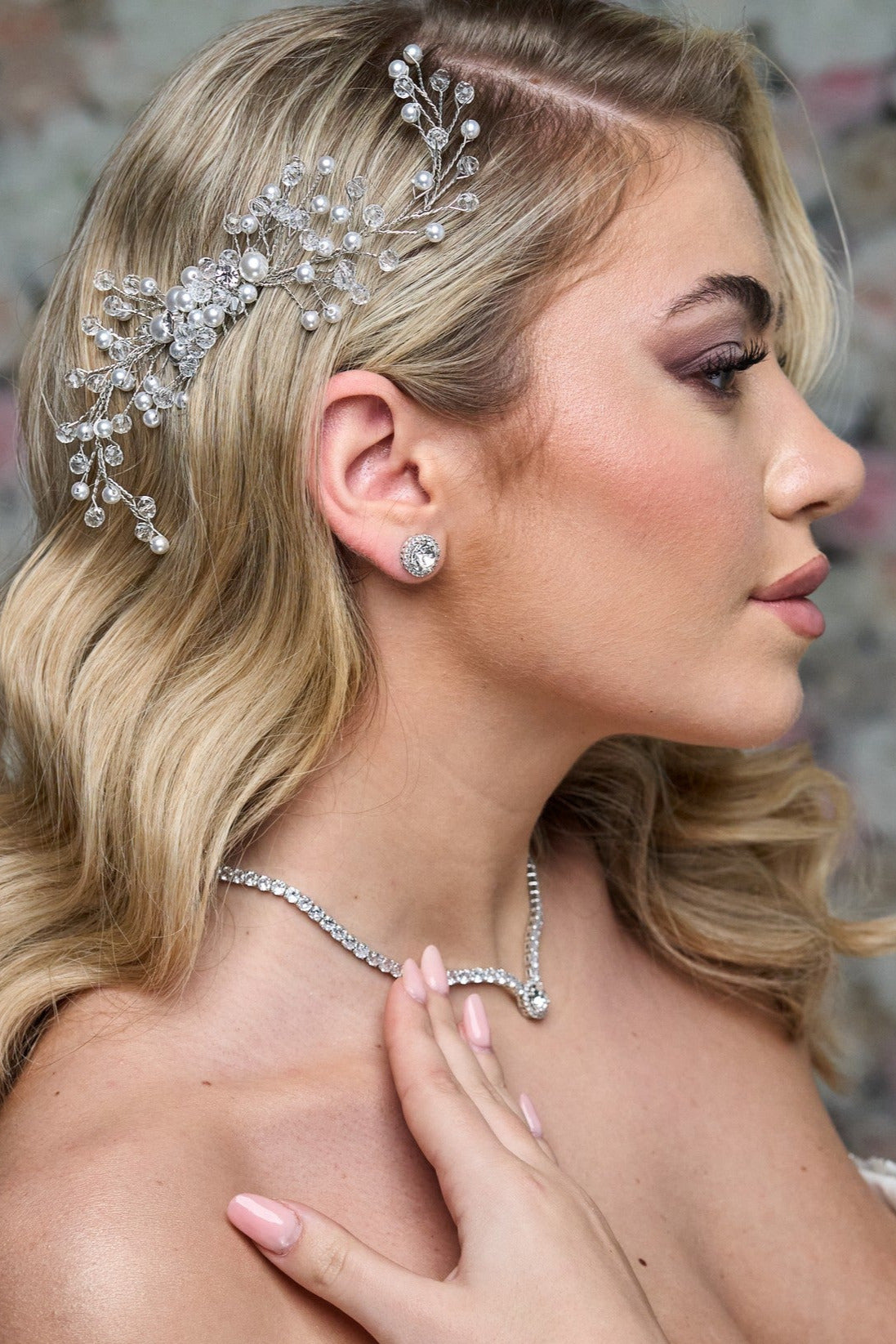 2457FR- Pettinino da sposa con perle e cristalli