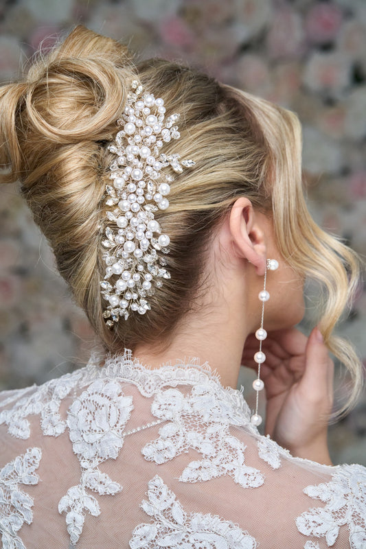 2490FR- Pettinino da sposa con perle e cristalli