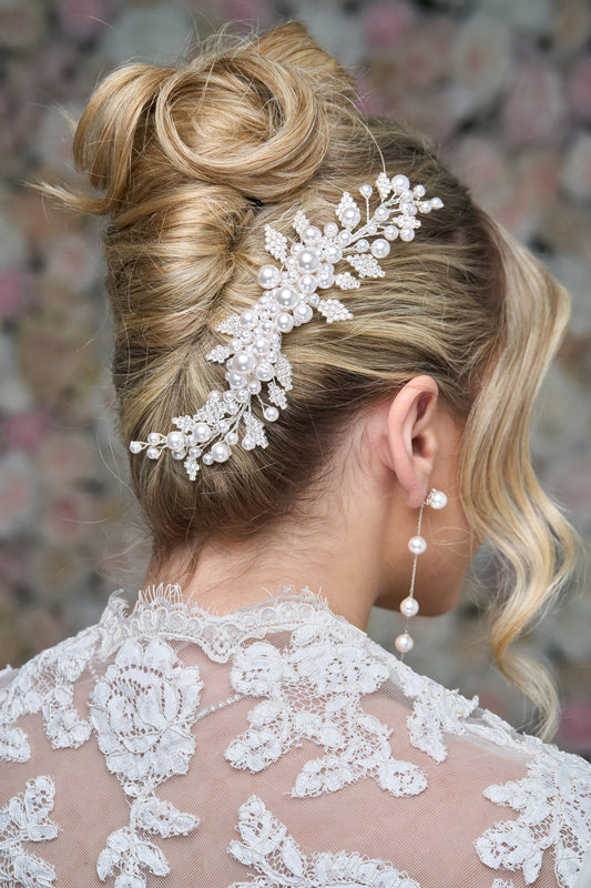 2512FR- Pettinino da sposa con perle, cristalli e strass swarovski