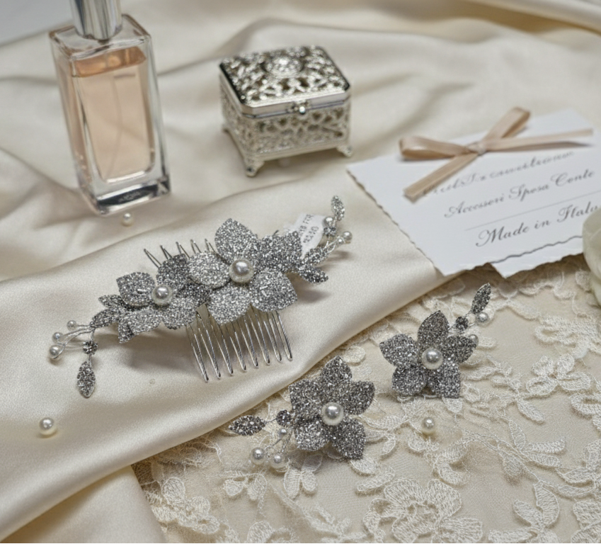 Set Magnolia - Fermaglio bijoux modellabile e orecchini