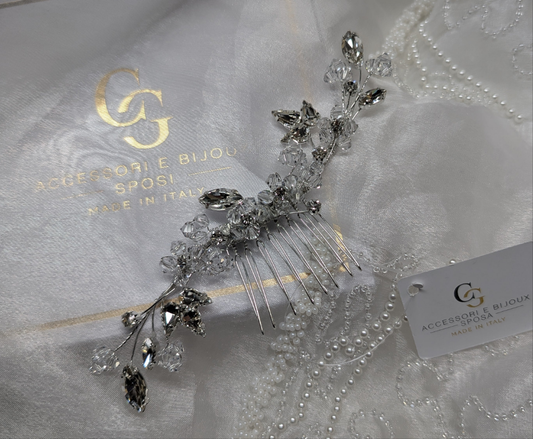 1835FR- Pettinino da sposa con cristalli e pietre swarovski