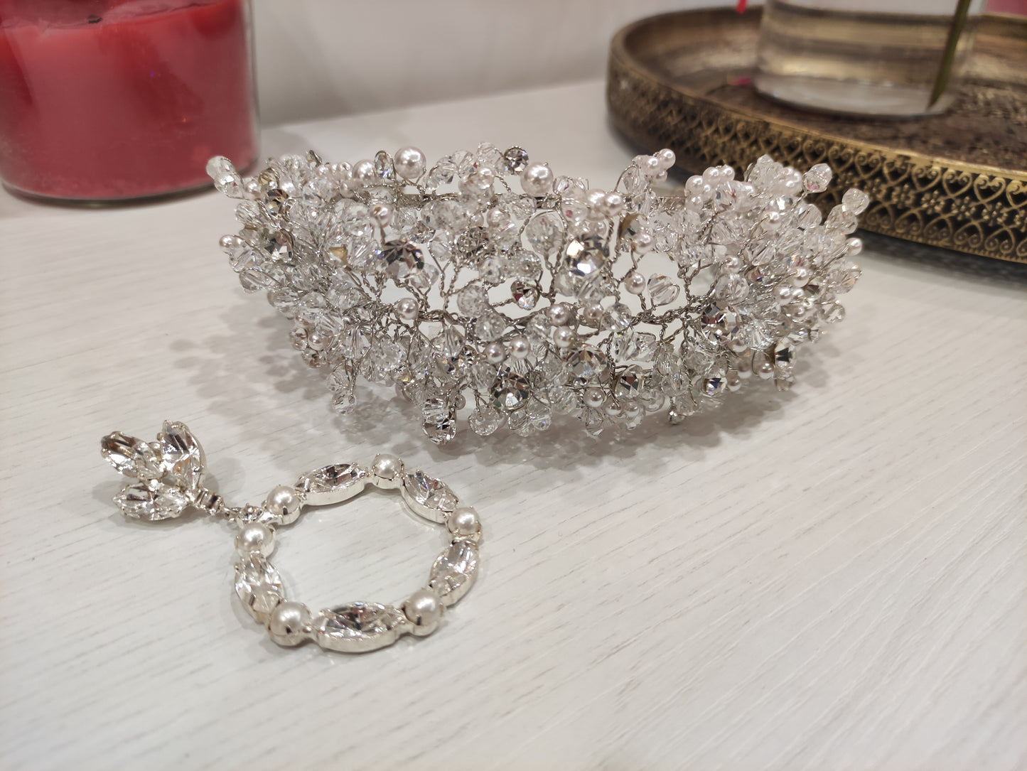 FRN192- Frontino bijoux con cristalli e perle