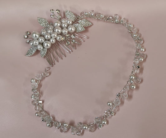 2258FR- Pettinino da sposa con perline e strass e filo bijoux
