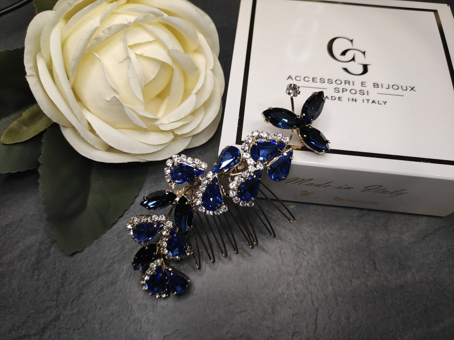1840FR- Pettinino da sposa con pietre swarovski