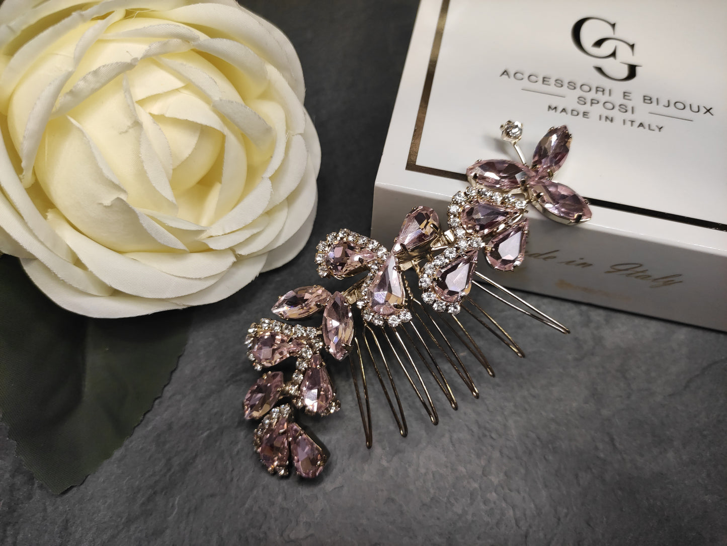 1840FR- Pettinino da sposa con pietre swarovski