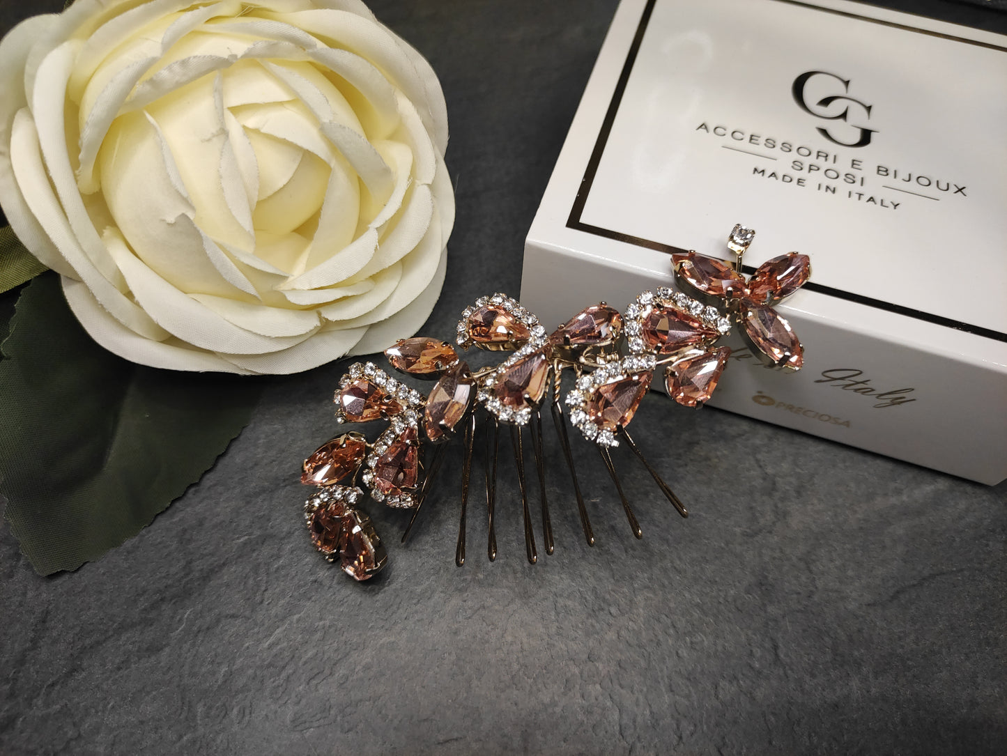 1840FR- Pettinino da sposa con pietre swarovski
