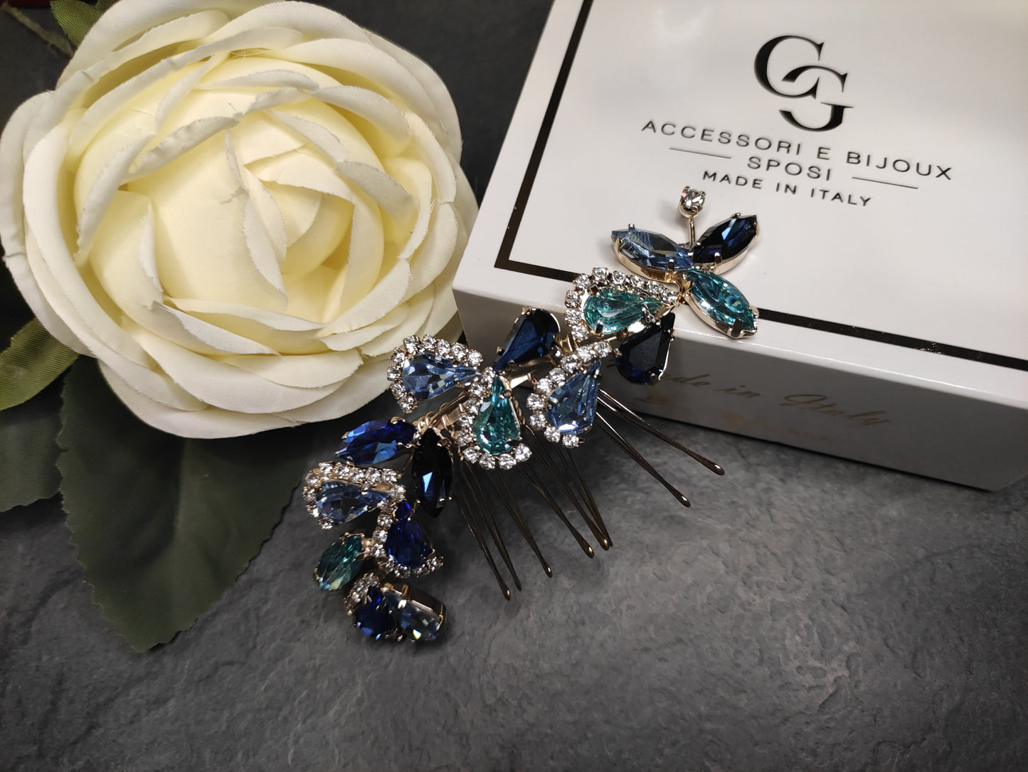 1840FR- Pettinino da sposa con pietre swarovski