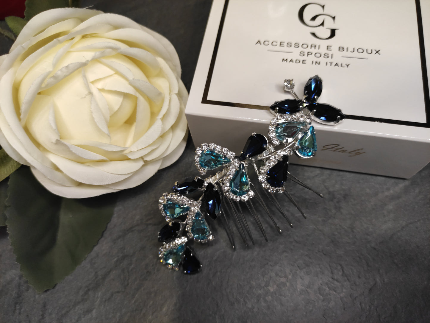 1840FR- Pettinino da sposa con pietre swarovski