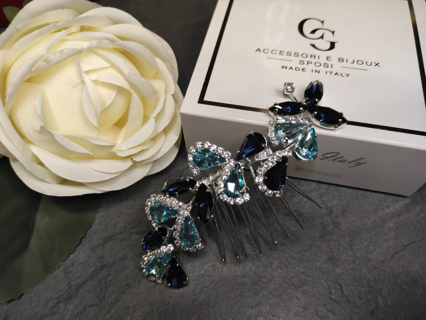 1840FR- Pettinino da sposa con pietre swarovski