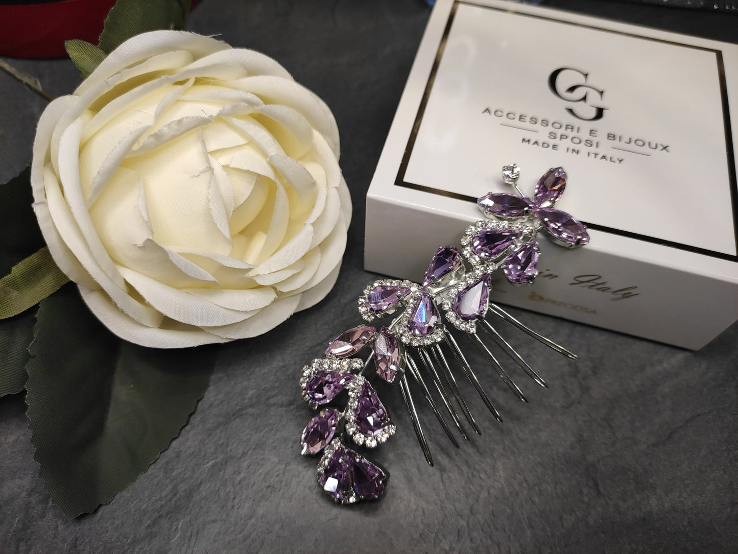 1840FR- Pettinino da sposa con pietre swarovski
