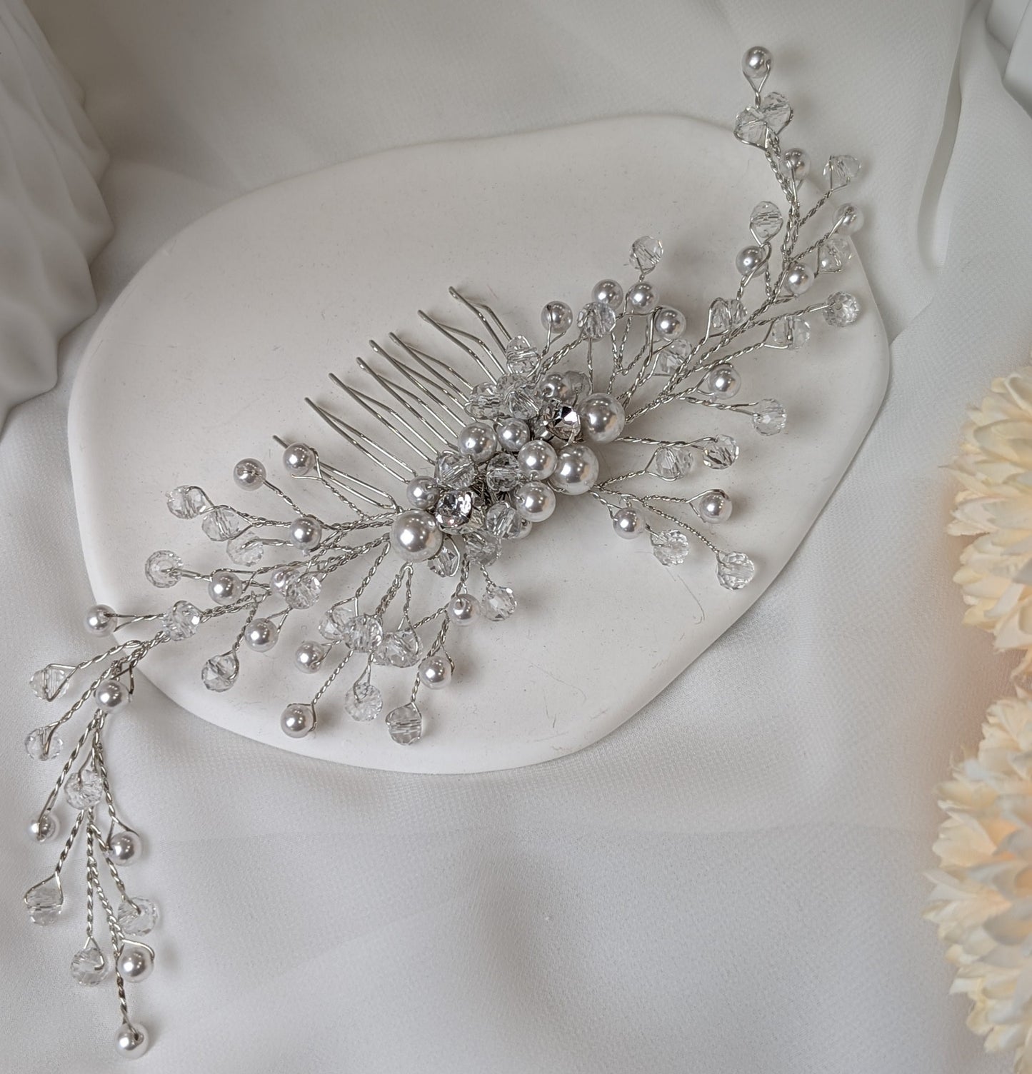 2457FR- Pettinino da sposa con perle e cristalli