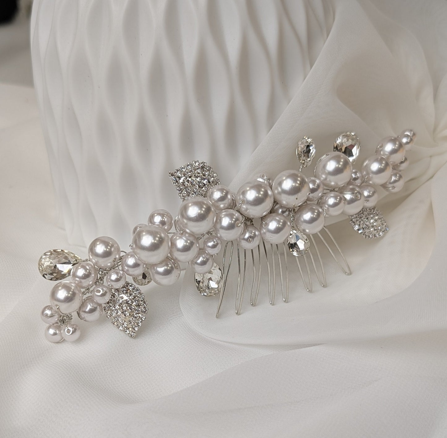 2515FR- Pettinino da sposa con perle e strass swarovski