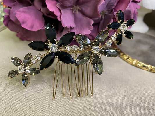2131FR- Pettinino da sposa con fiori pietre castonate