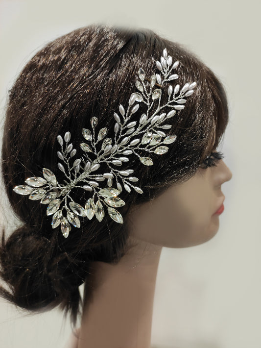 2353FR - Pettinino bijoux con pietre e perle ovaline