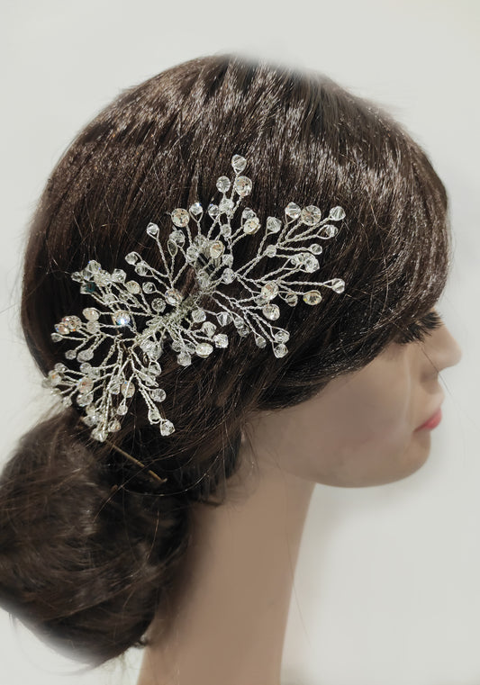 2374FR - Pettinino con ramage in cristalli da sposa