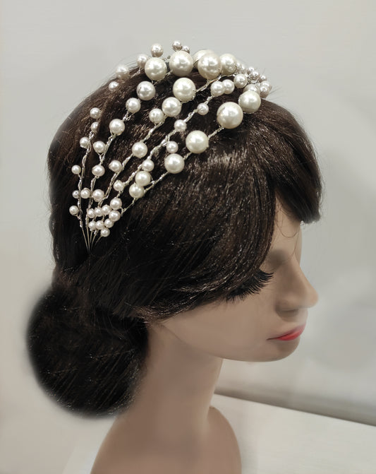 FRN183 -  Cerchietto da sposa con perle