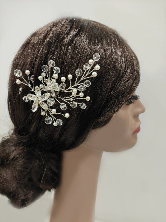 2248FR- Pettinino da sposa fiori e cristalli