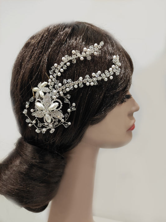 2344FR- Pettinino da sposa con strass e perle