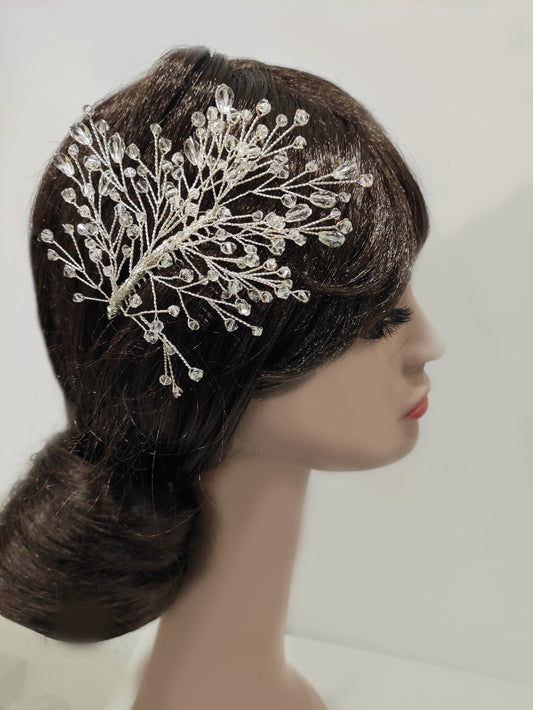 2197FR- Pettinino da sposa con ramage in cristalli