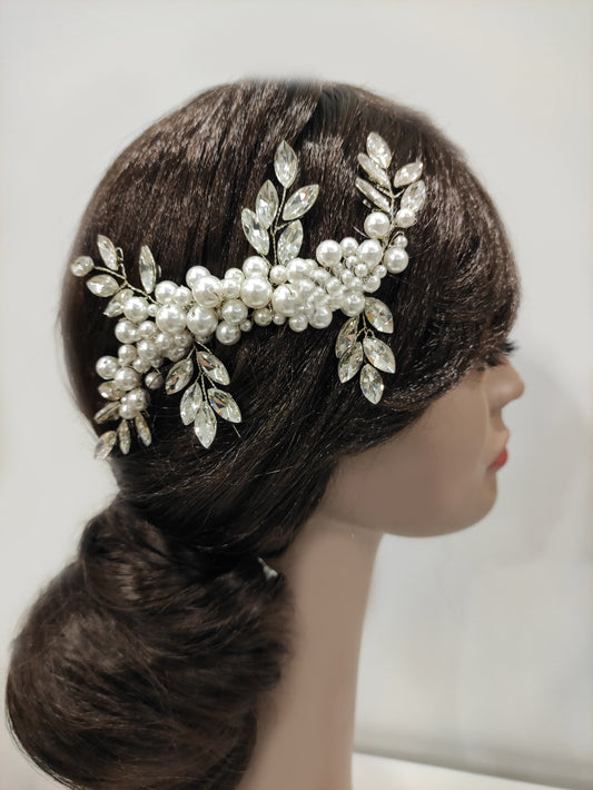 2203FR- Pettinino da sposa con perle e navette