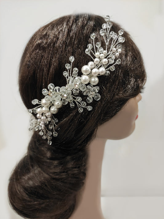 2389FR- Pettinino da sposa con perle e cristalli