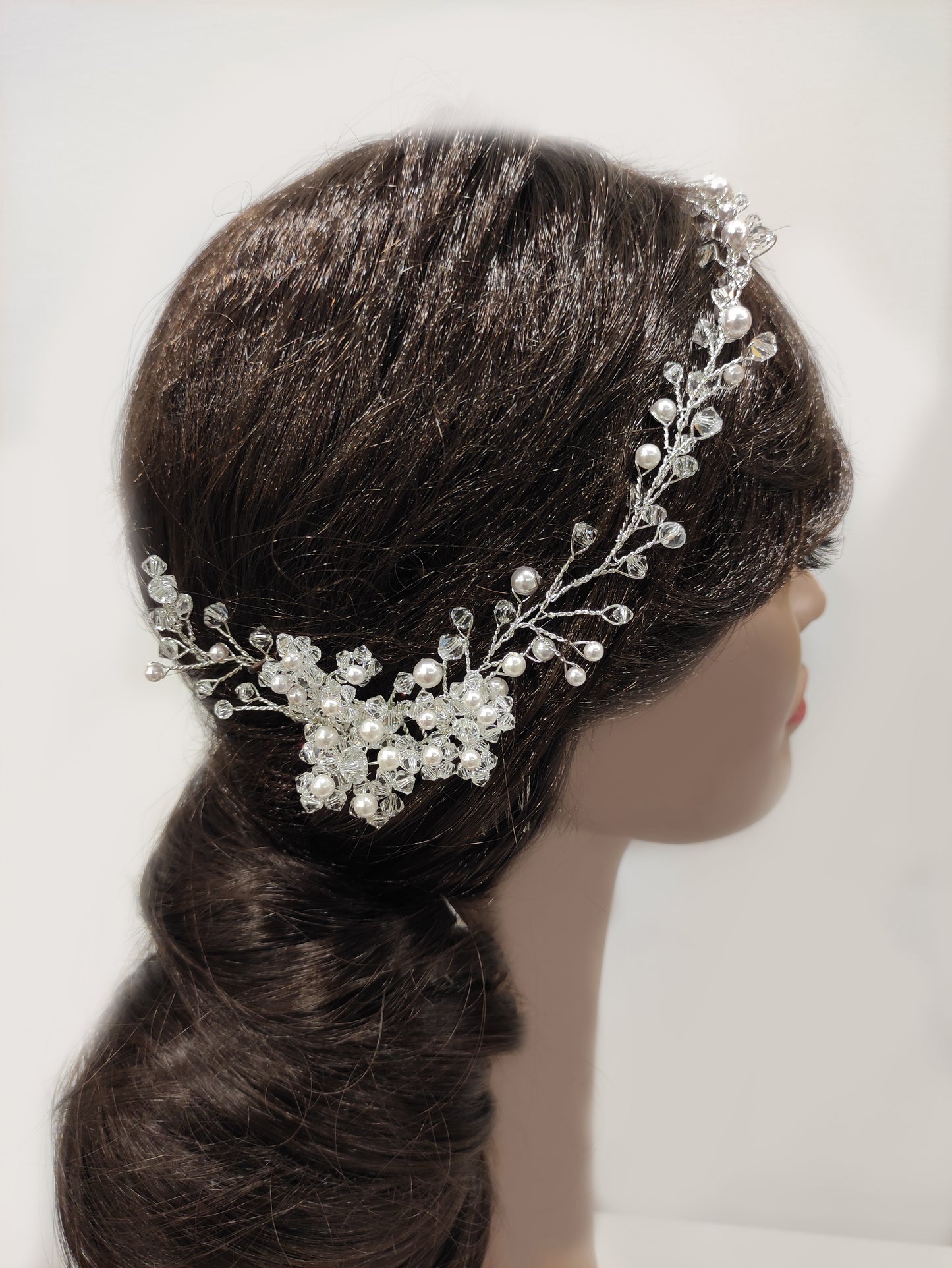 2390FR- Pettinino da sposa con cristalli e filo bijoux