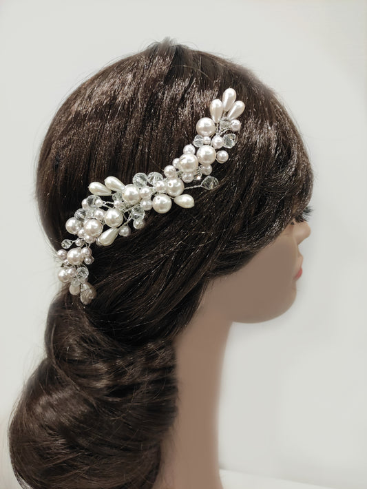 2395FR- Pettinino da sposa con perle e cristalli