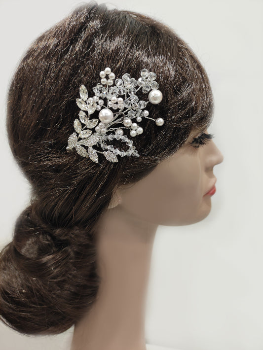 2355FR- Pettinino da sposa in cristalli e perle