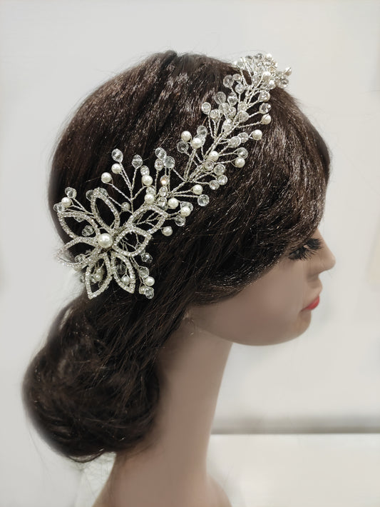 2259FR - Pettine in cristalli e perle