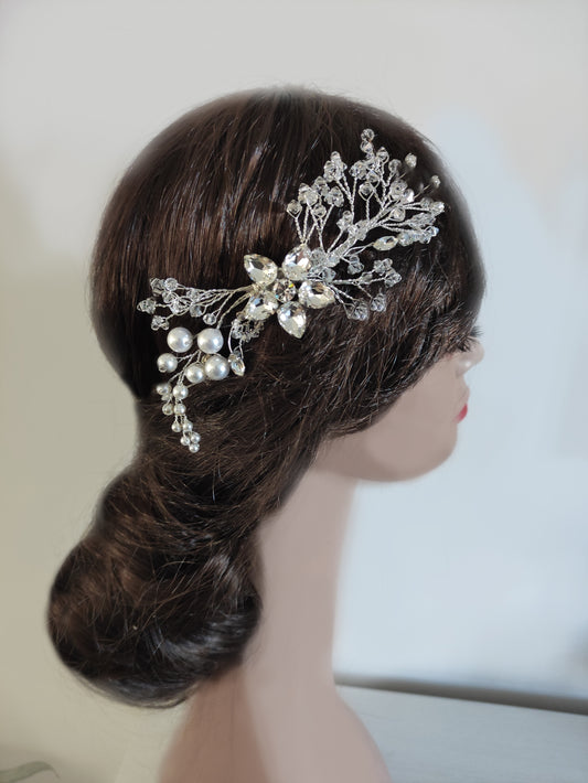 2403FR- Pettinino da sposa in cristalli e perle