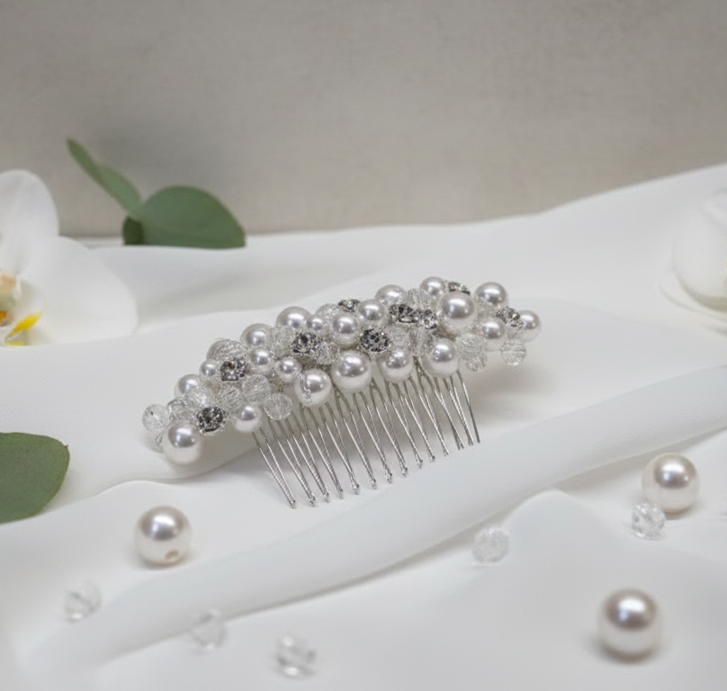 2106FR- Pettinino da sposa con cristalli e perle swarovski