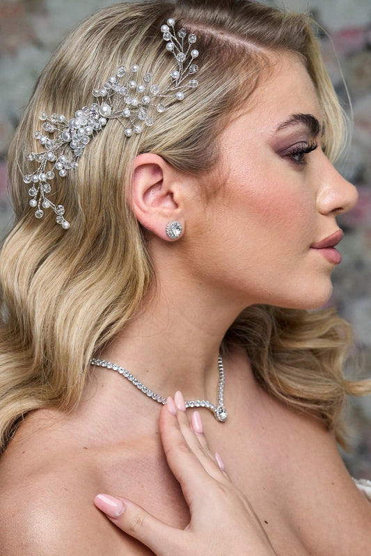 2457FR- Pettinino da sposa con perle e cristalli