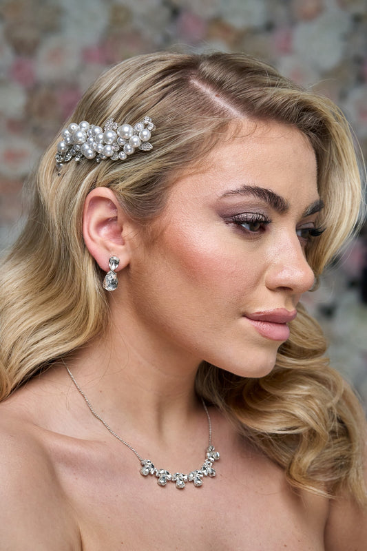 2487FR- Pettinino da sposa con perle e strass