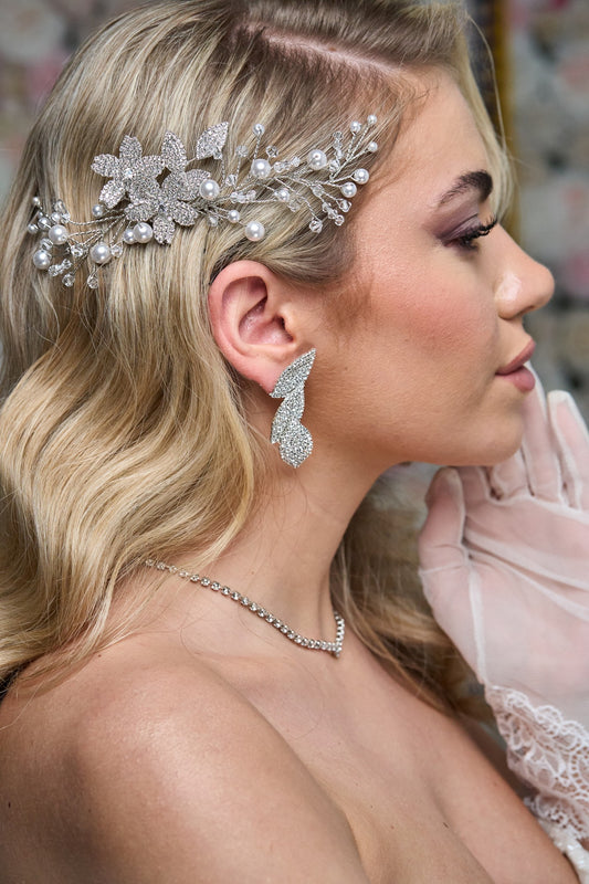 2488FR- Pettinino da sposa con perle e cristalli