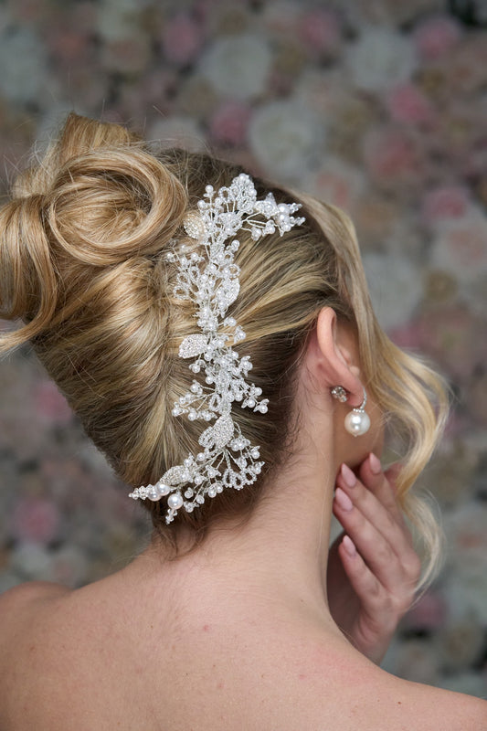 2499FR- Pettinino da sposa con perle e cristalli