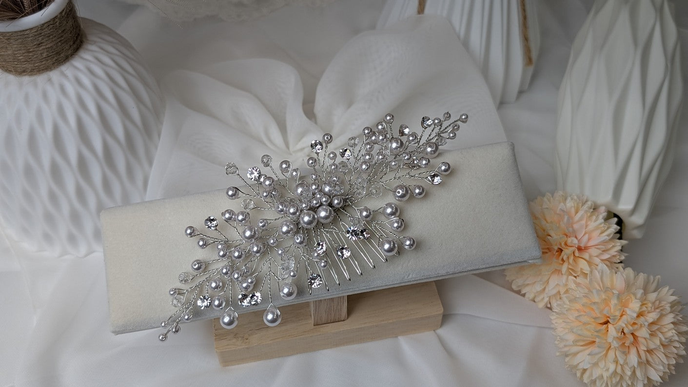 2508FR- Pettinino da sposa con perle e cristalli swarovski