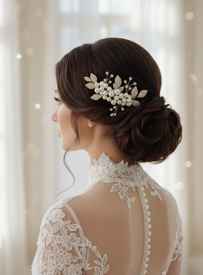 Candore - 2216FR- Pettinino da sposa con perline e strass