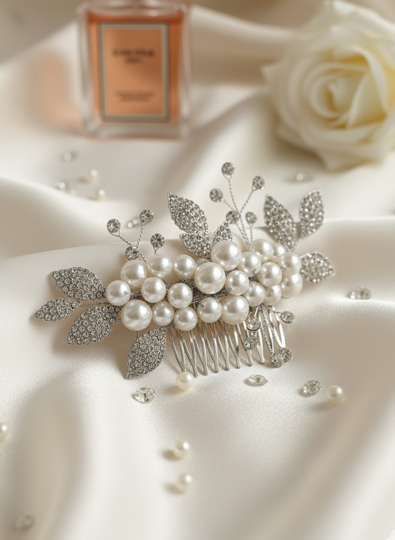 Candore - 2216FR- Pettinino da sposa con perline e strass