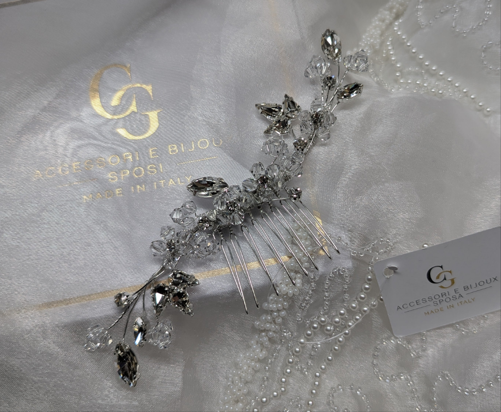 1835FR- Pettinino da sposa con cristalli e pietre swarovski