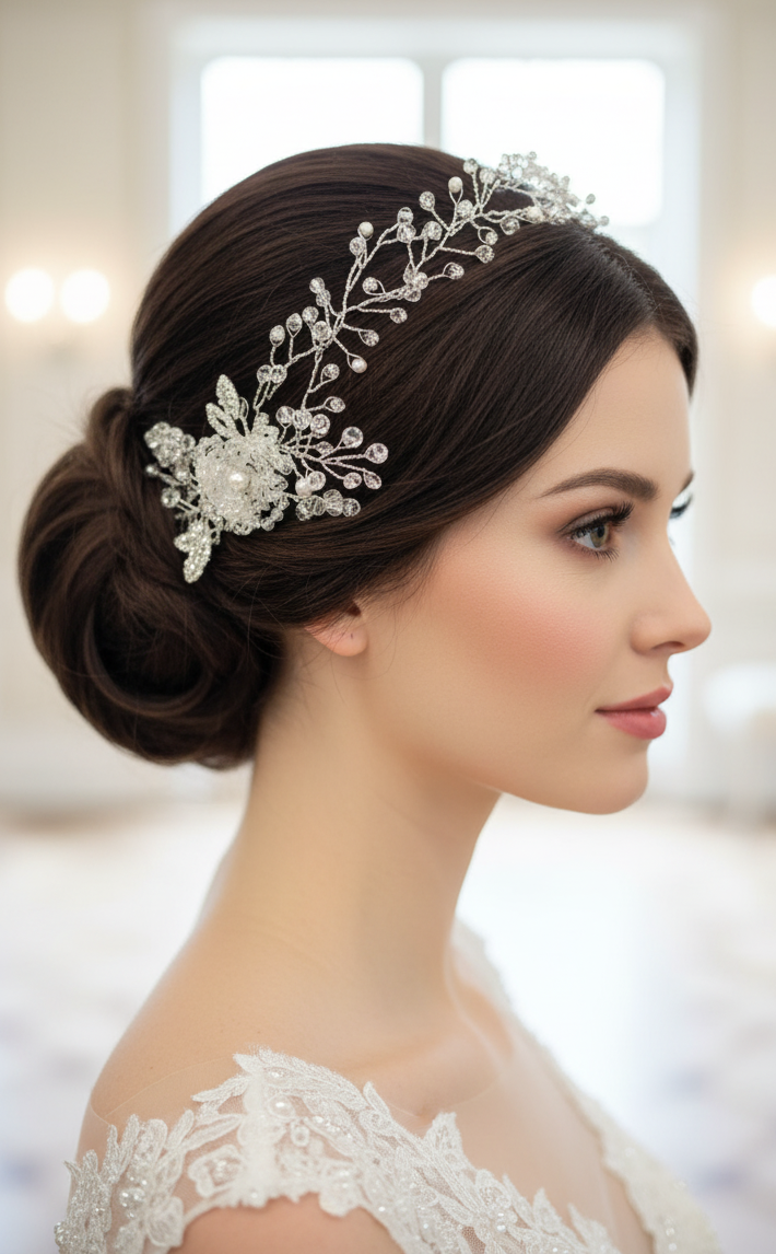 Etereo - FRN197 - Modellabile in cristalli con fiore laterale