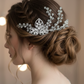 Stella polare - Pettinino da sposa con fiore in strass e rami di cristalli